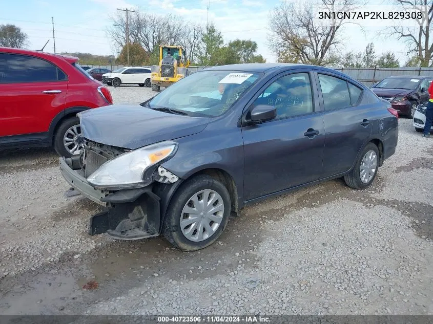 2019 Nissan Versa 1.6 S VIN: 3N1CN7AP2KL829308 Lot: 40723506