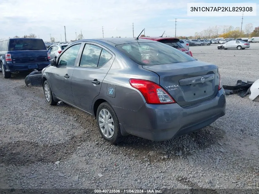 2019 Nissan Versa 1.6 S VIN: 3N1CN7AP2KL829308 Lot: 40723506