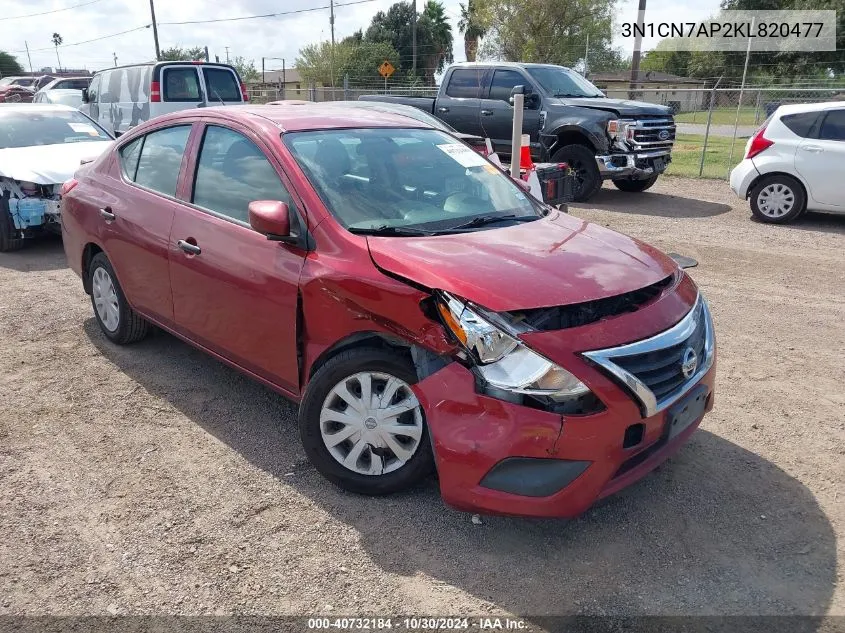 2019 Nissan Versa 1.6 S+ VIN: 3N1CN7AP2KL820477 Lot: 40732184