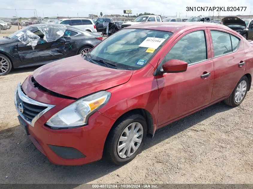 2019 Nissan Versa 1.6 S+ VIN: 3N1CN7AP2KL820477 Lot: 40732184