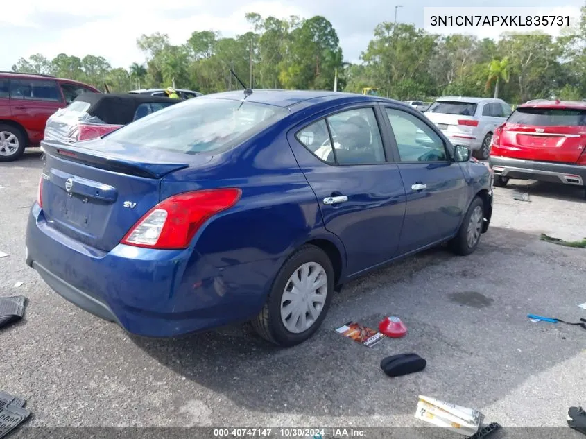 2019 Nissan Versa 1.6 Sv VIN: 3N1CN7APXKL835731 Lot: 40747147