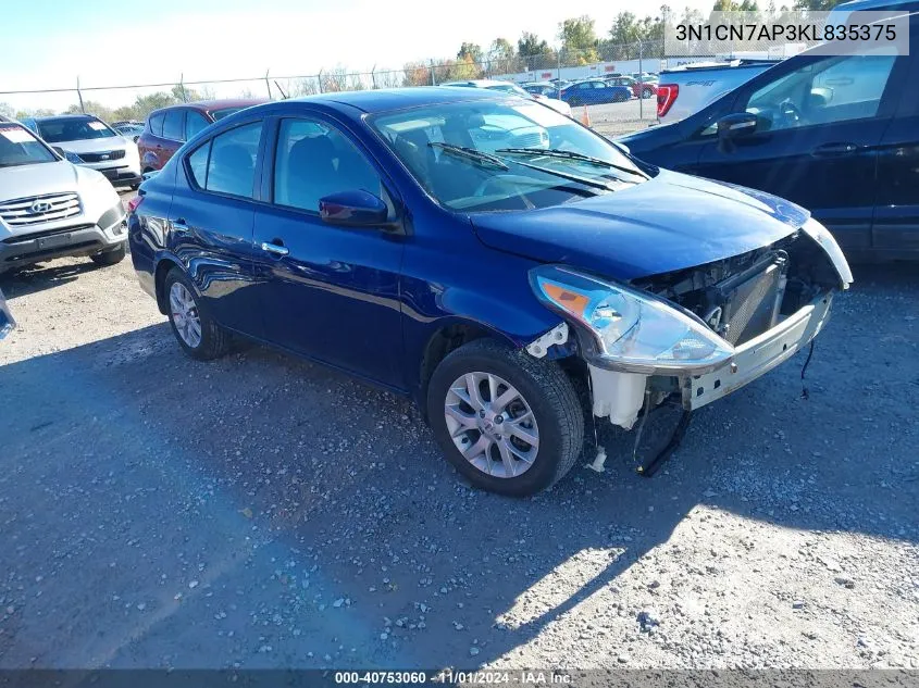 2019 Nissan Versa 1.6 Sv VIN: 3N1CN7AP3KL835375 Lot: 40753060