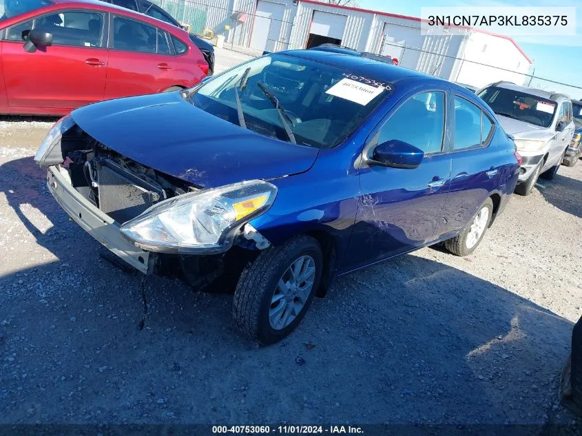 2019 Nissan Versa 1.6 Sv VIN: 3N1CN7AP3KL835375 Lot: 40753060