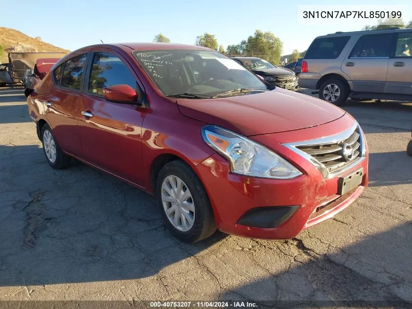 3N1CN7AP7KL850199 2019 Nissan Versa 1.6 Sv