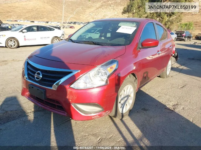 3N1CN7AP7KL850199 2019 Nissan Versa 1.6 Sv