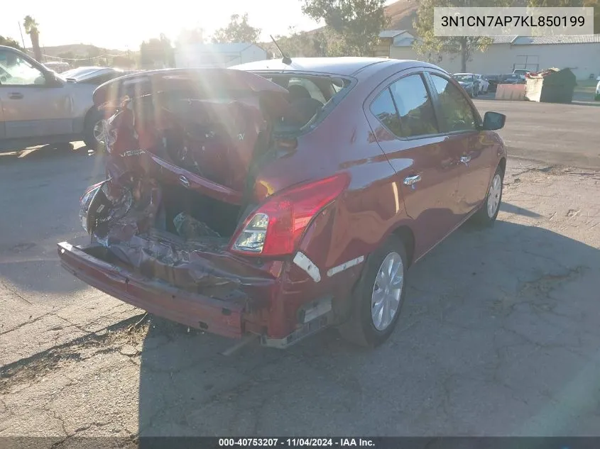 3N1CN7AP7KL850199 2019 Nissan Versa 1.6 Sv