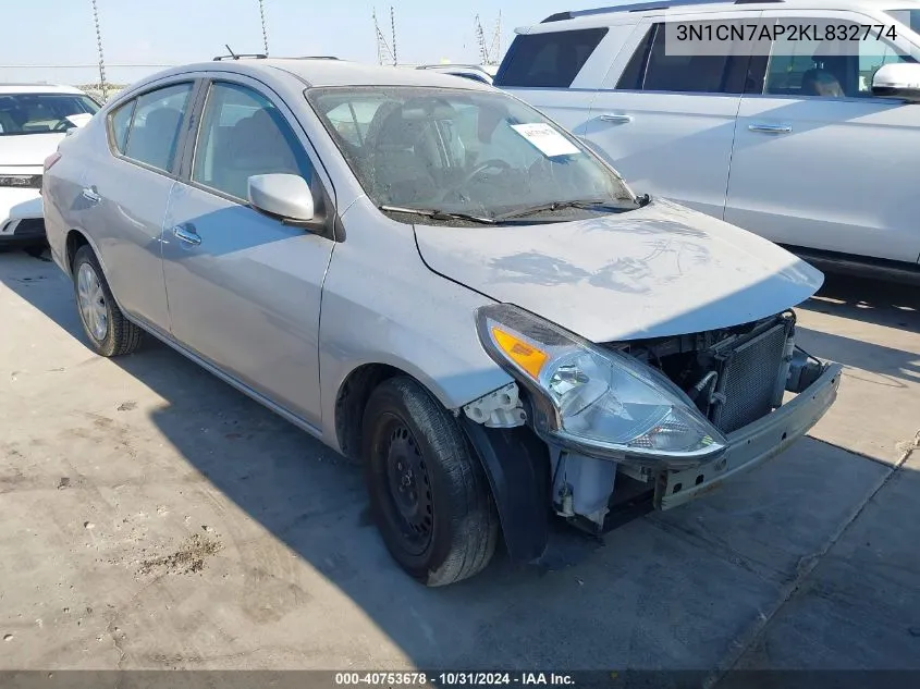 2019 Nissan Versa 1.6 Sv VIN: 3N1CN7AP2KL832774 Lot: 40753678