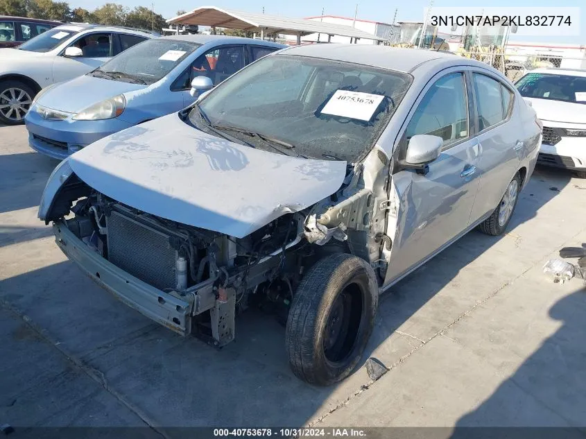 2019 Nissan Versa 1.6 Sv VIN: 3N1CN7AP2KL832774 Lot: 40753678