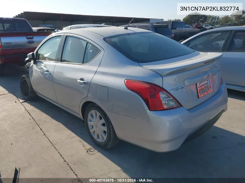 2019 Nissan Versa 1.6 Sv VIN: 3N1CN7AP2KL832774 Lot: 40753678