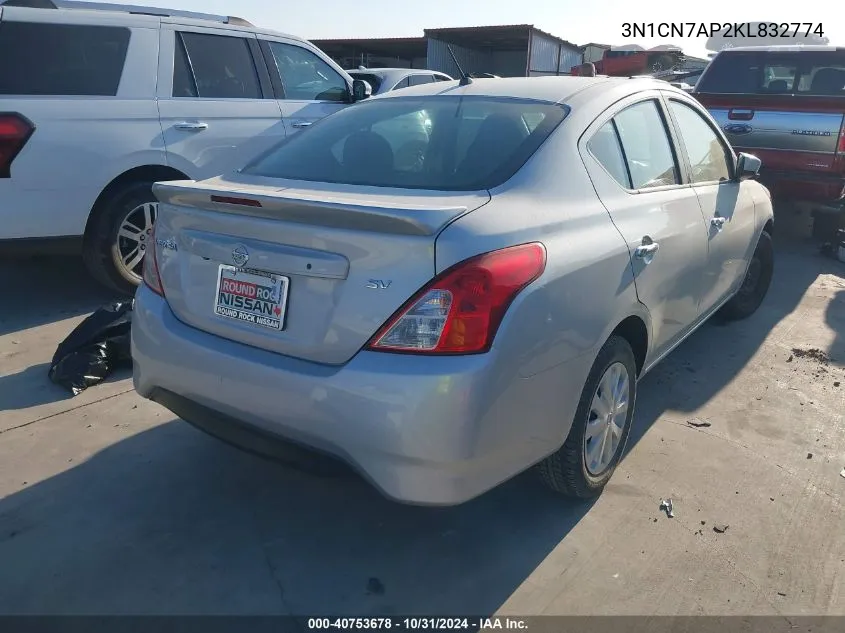 2019 Nissan Versa 1.6 Sv VIN: 3N1CN7AP2KL832774 Lot: 40753678