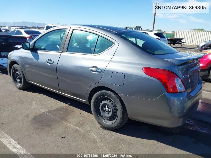 2019 Nissan Versa 1.6 Sv VIN: 3N1CN7AP9KL869305 Lot: 40755296