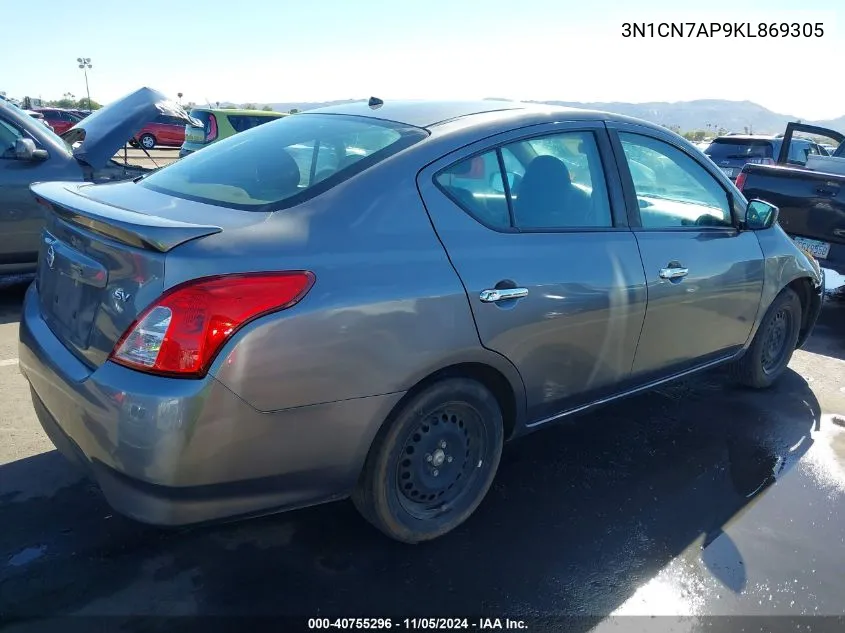 2019 Nissan Versa 1.6 Sv VIN: 3N1CN7AP9KL869305 Lot: 40755296