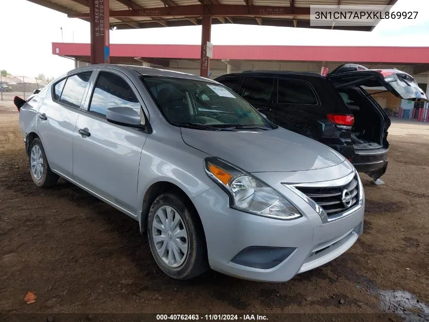 2019 Nissan Versa 1.6 S+ VIN: 3N1CN7APXKL869927 Lot: 40762463