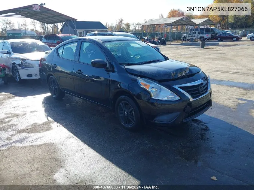 2019 Nissan Versa 1.6 S+ VIN: 3N1CN7AP5KL827066 Lot: 40766633