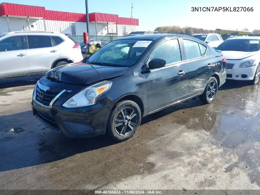 2019 Nissan Versa 1.6 S+ VIN: 3N1CN7AP5KL827066 Lot: 40766633