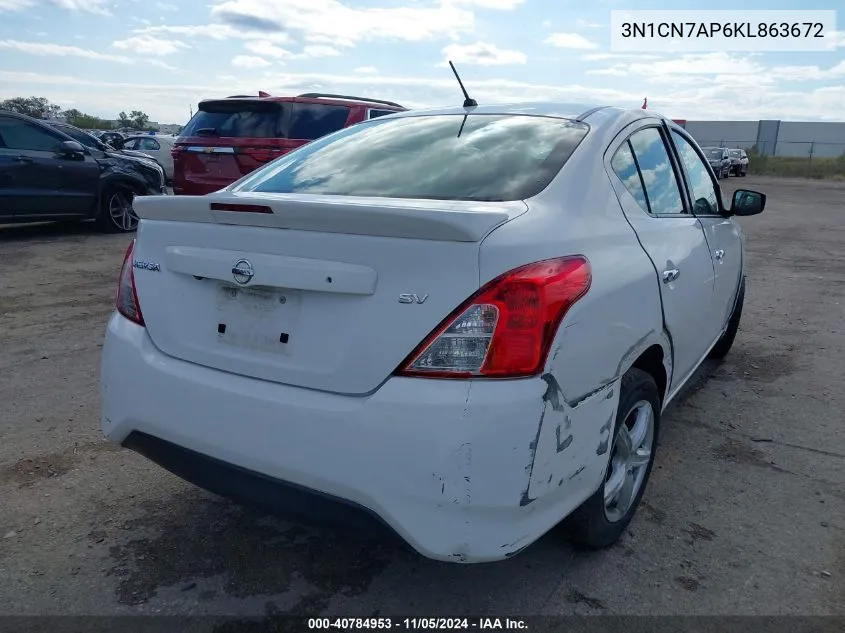 2019 Nissan Versa 1.6 Sv VIN: 3N1CN7AP6KL863672 Lot: 40784953