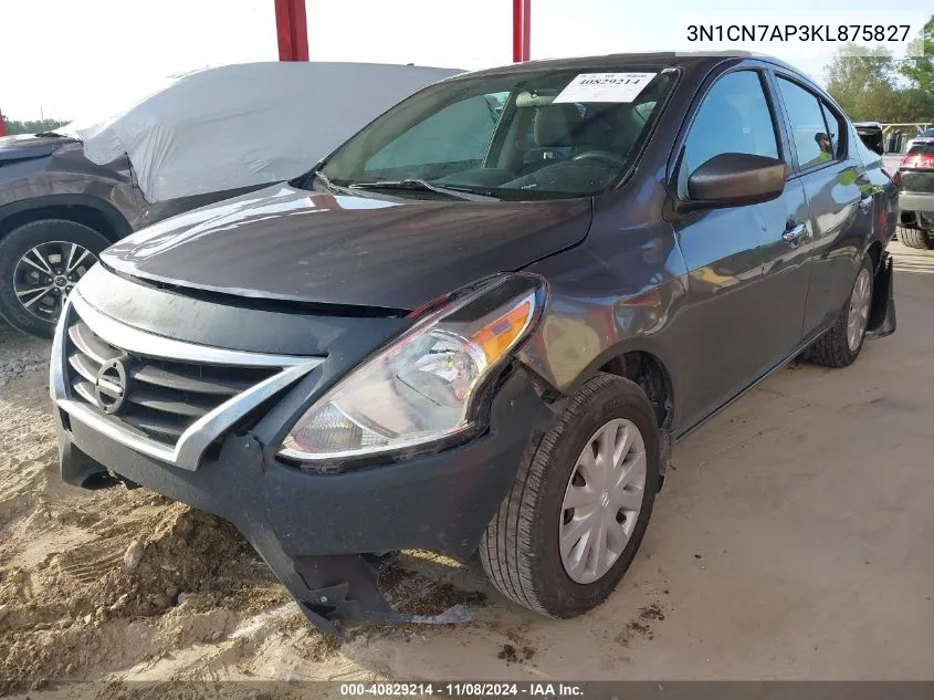 2019 Nissan Versa 1.6 Sv VIN: 3N1CN7AP3KL875827 Lot: 40829214