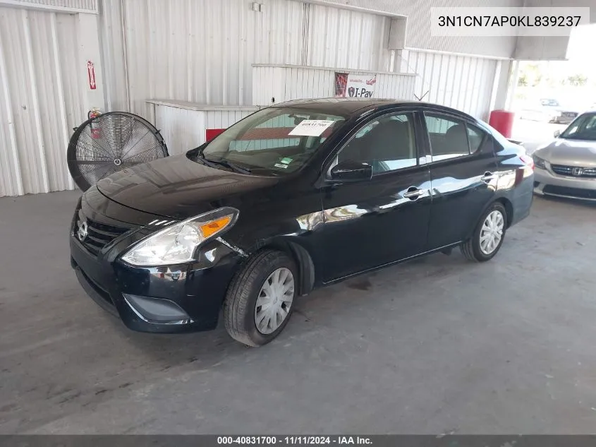 2019 Nissan Versa 1.6 Sv VIN: 3N1CN7AP0KL839237 Lot: 40831700