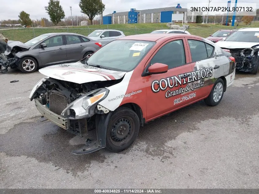 3N1CN7AP2KL807132 2019 Nissan Versa 1.6 S+