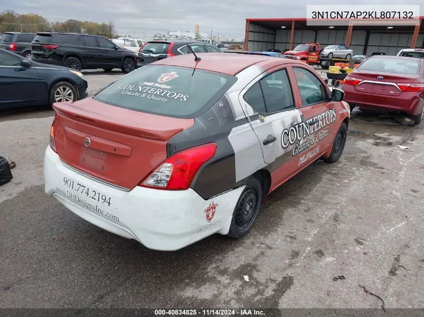 3N1CN7AP2KL807132 2019 Nissan Versa 1.6 S+