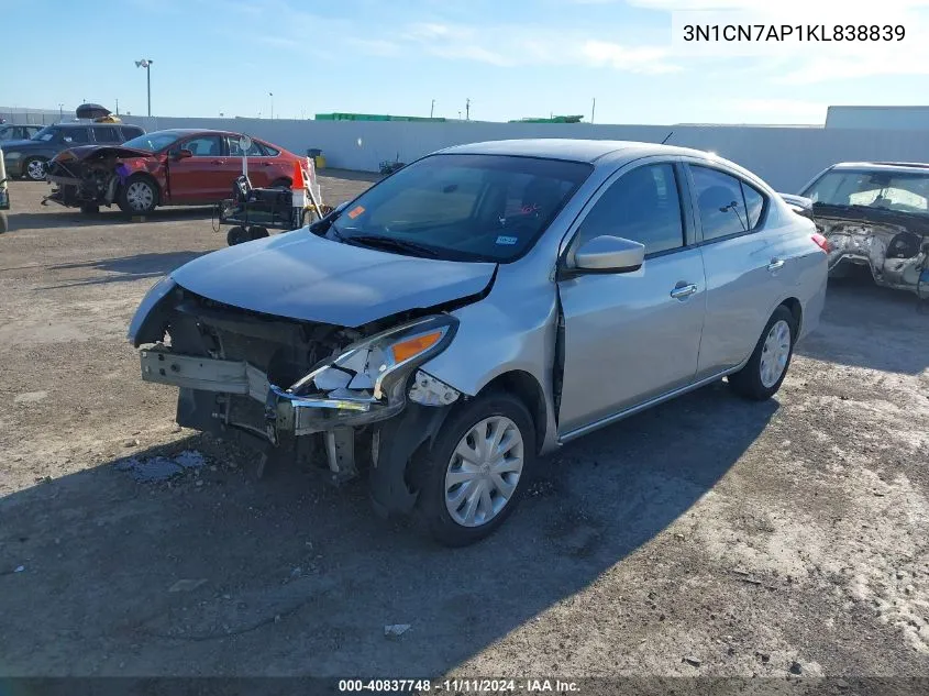 2019 Nissan Versa 1.6 Sv VIN: 3N1CN7AP1KL838839 Lot: 40837748