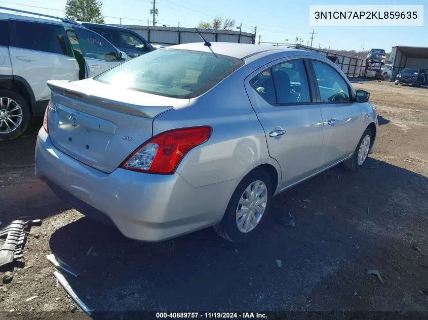 2019 Nissan Versa 1.6 Sv VIN: 3N1CN7AP2KL859635 Lot: 40889757