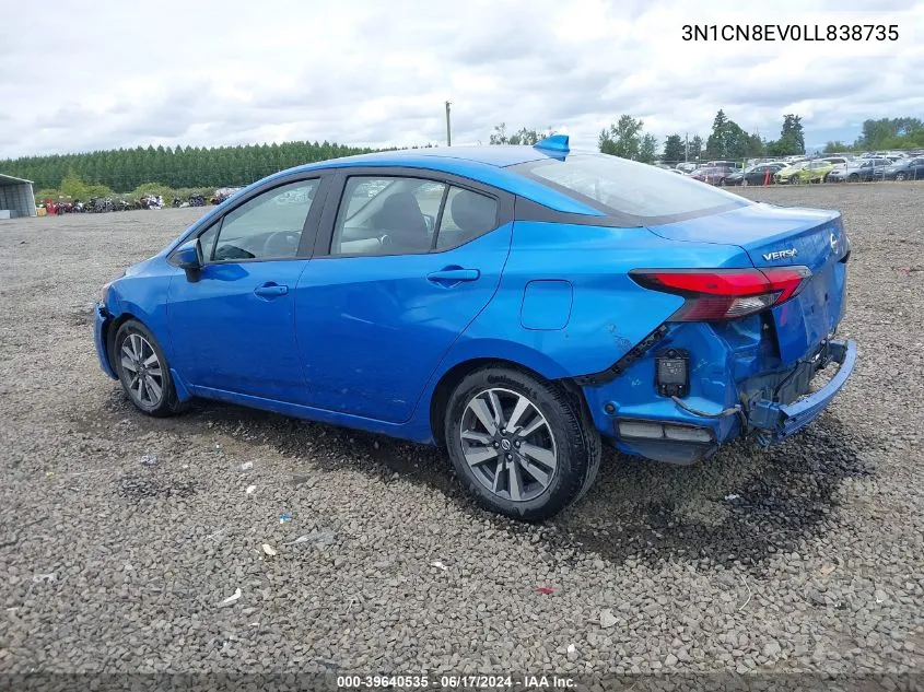 2020 Nissan Versa Sv Xtronic Cvt VIN: 3N1CN8EV0LL838735 Lot: 39640535