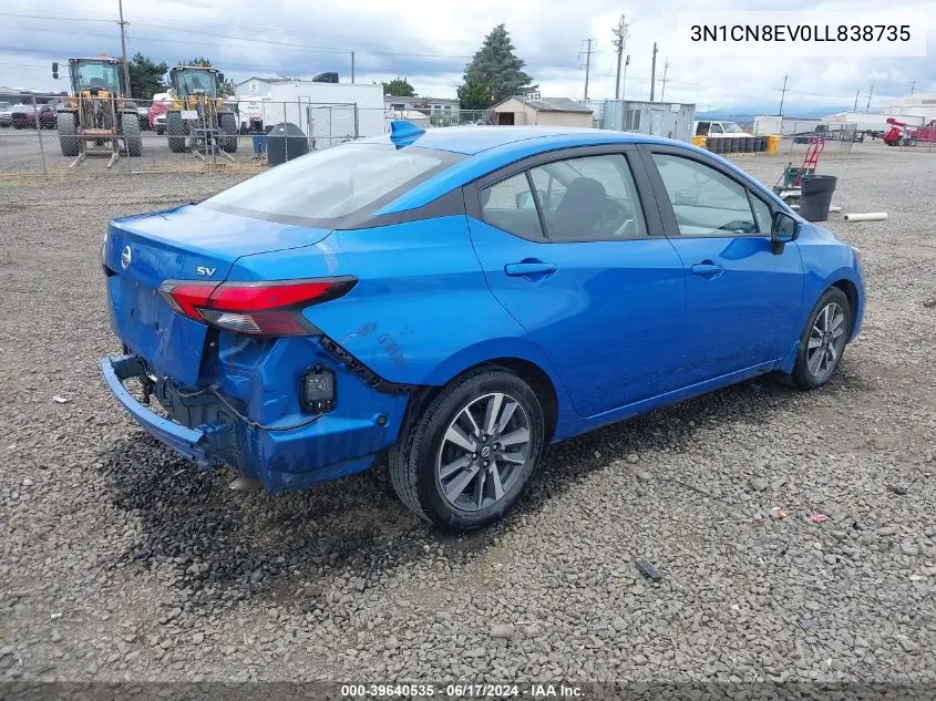 2020 Nissan Versa Sv Xtronic Cvt VIN: 3N1CN8EV0LL838735 Lot: 39640535