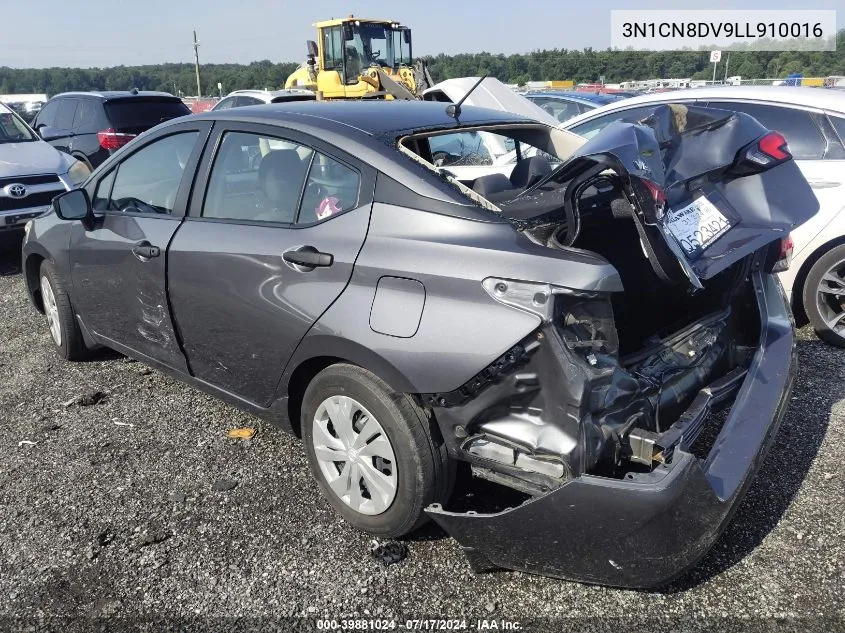 2020 Nissan Versa S Xtronic Cvt VIN: 3N1CN8DV9LL910016 Lot: 39881024