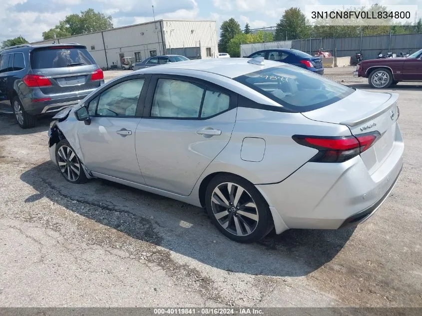 2020 Nissan Versa Sr Xtronic Cvt VIN: 3N1CN8FV0LL834800 Lot: 40119841