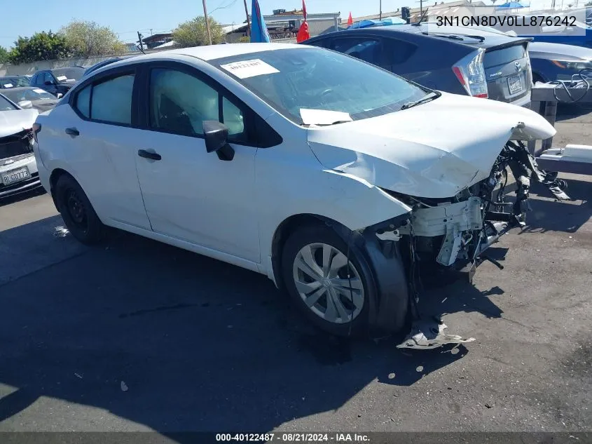 2020 Nissan Versa S Xtronic Cvt VIN: 3N1CN8DV0LL876242 Lot: 40122487