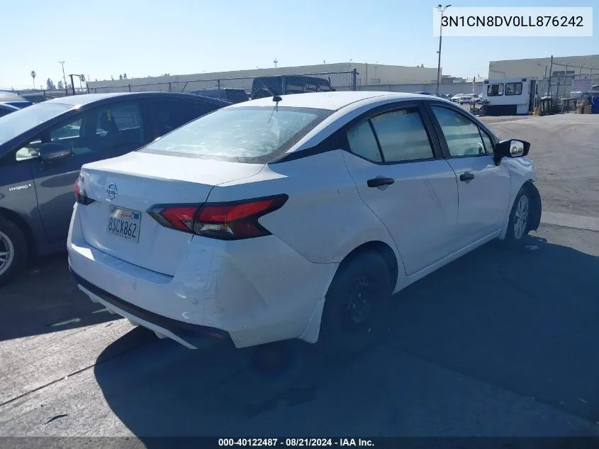 2020 Nissan Versa S Xtronic Cvt VIN: 3N1CN8DV0LL876242 Lot: 40122487