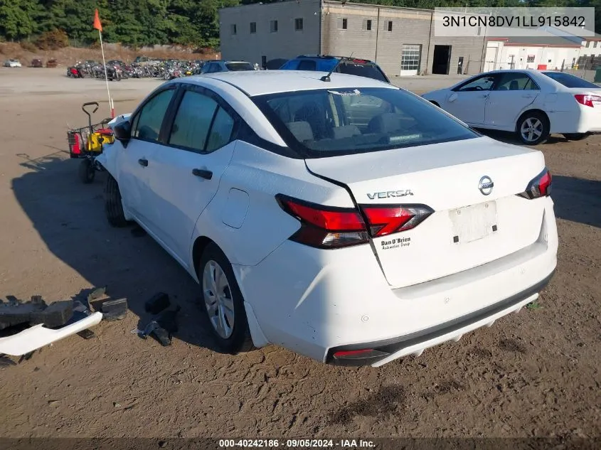 2020 Nissan Versa S VIN: 3N1CN8DV1LL915842 Lot: 40242186