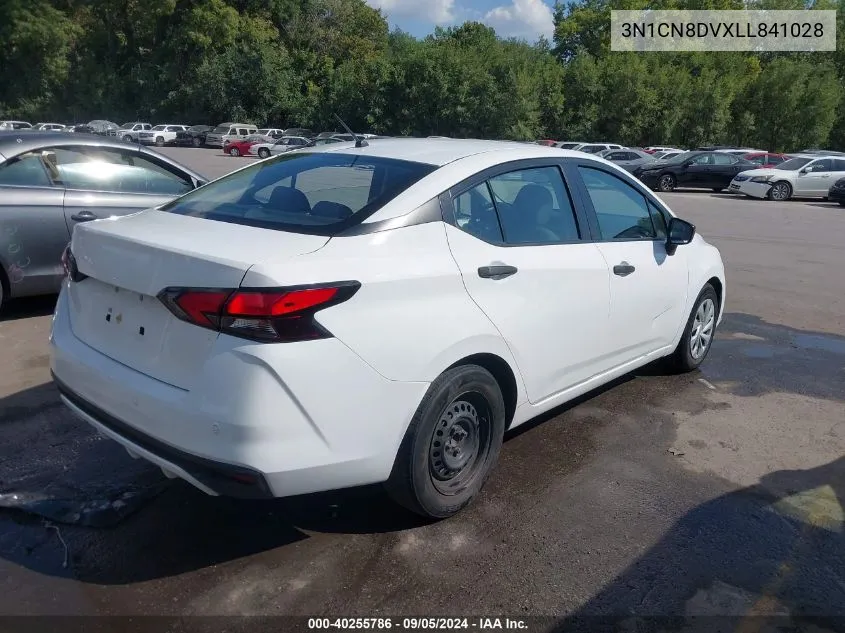 2020 Nissan Versa S Xtronic Cvt VIN: 3N1CN8DVXLL841028 Lot: 40255786