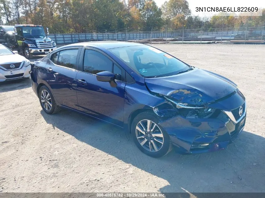 2020 Nissan Versa VIN: 3N1CN8AE6LL822609 Lot: 40575782