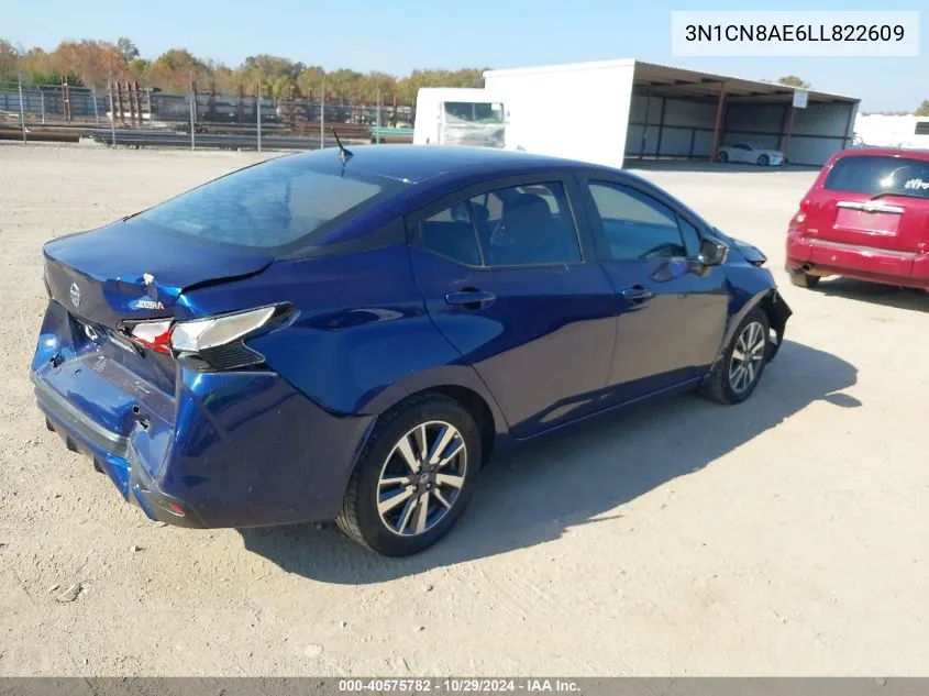 2020 Nissan Versa VIN: 3N1CN8AE6LL822609 Lot: 40575782