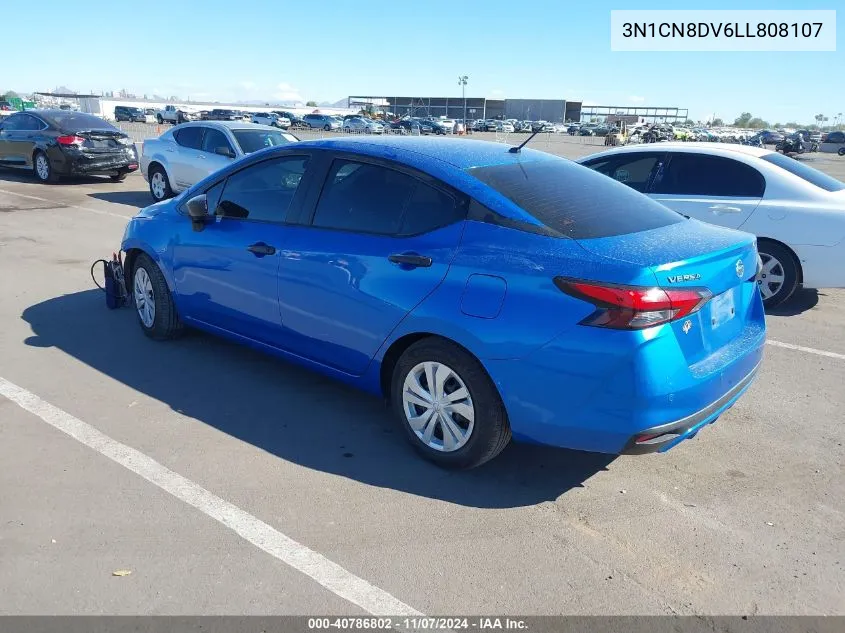 2020 Nissan Versa S Xtronic Cvt VIN: 3N1CN8DV6LL808107 Lot: 40786802