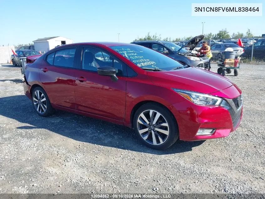 2021 Nissan Versa VIN: 3N1CN8FV6ML838464 Lot: 12094862