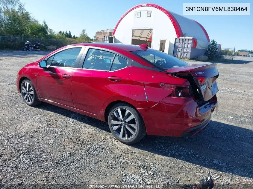 2021 Nissan Versa VIN: 3N1CN8FV6ML838464 Lot: 12094862