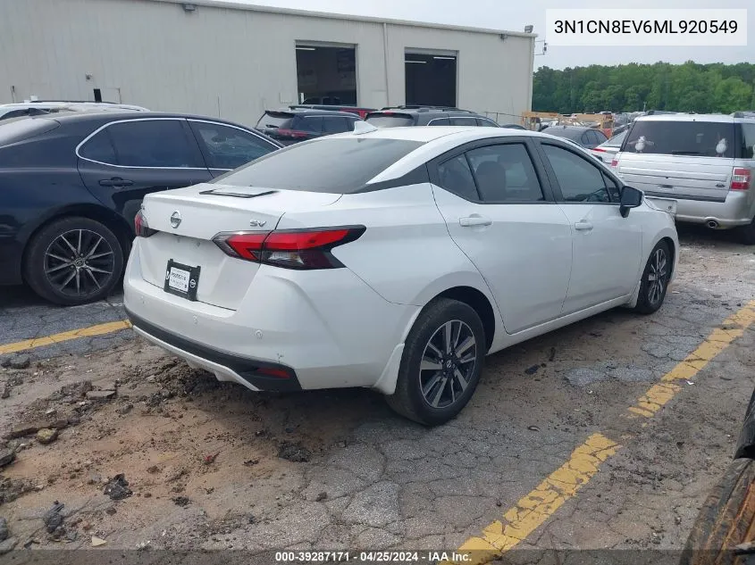 2021 Nissan Versa Sv Xtronic Cvt VIN: 3N1CN8EV6ML920549 Lot: 39287171