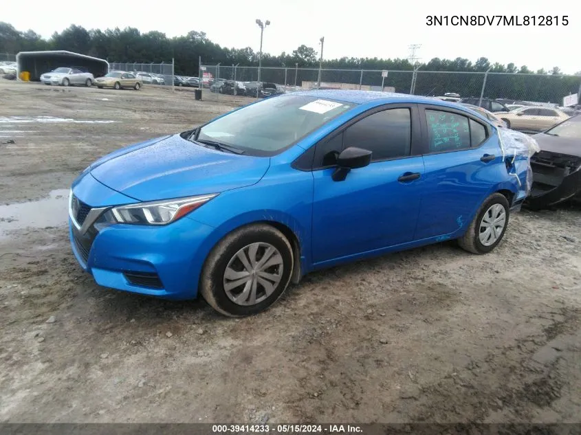 2021 Nissan Versa S Xtronic Cvt VIN: 3N1CN8DV7ML812815 Lot: 39414233