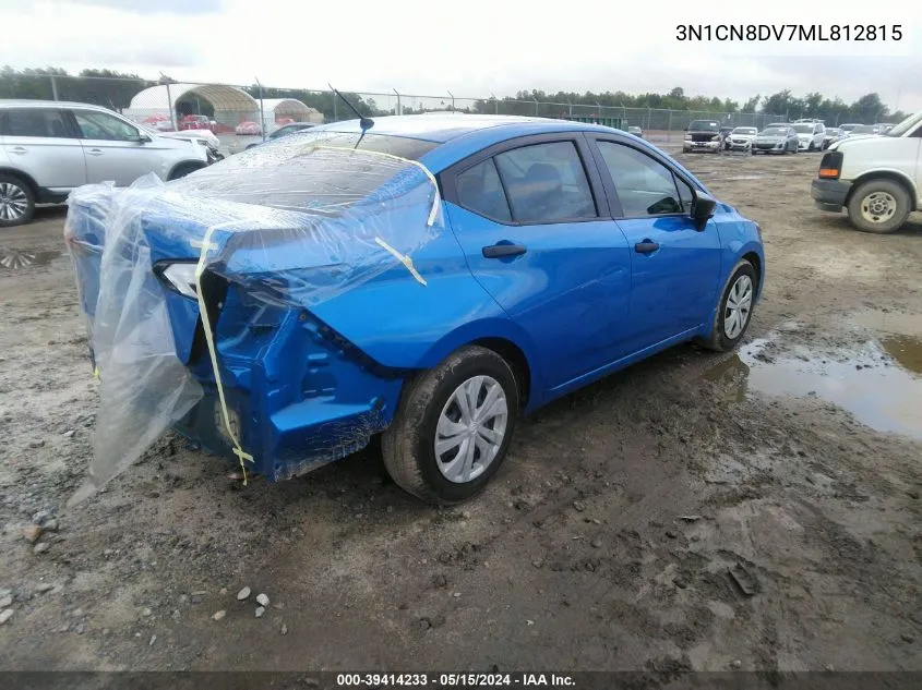 2021 Nissan Versa S Xtronic Cvt VIN: 3N1CN8DV7ML812815 Lot: 39414233