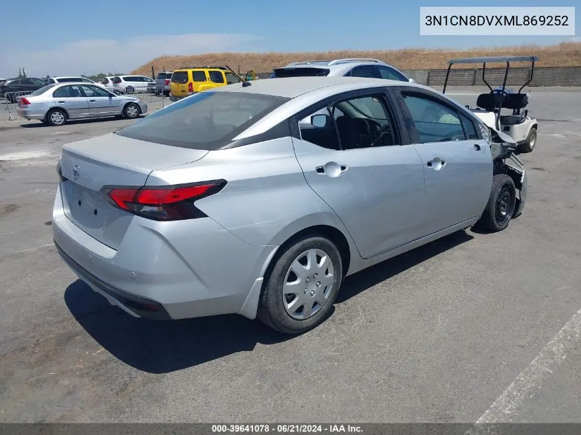 2021 Nissan Versa S Xtronic Cvt VIN: 3N1CN8DVXML869252 Lot: 39641078