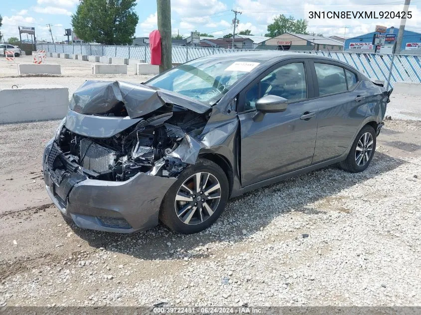 2021 Nissan Versa Sv Xtronic Cvt VIN: 3N1CN8EVXML920425 Lot: 39722481