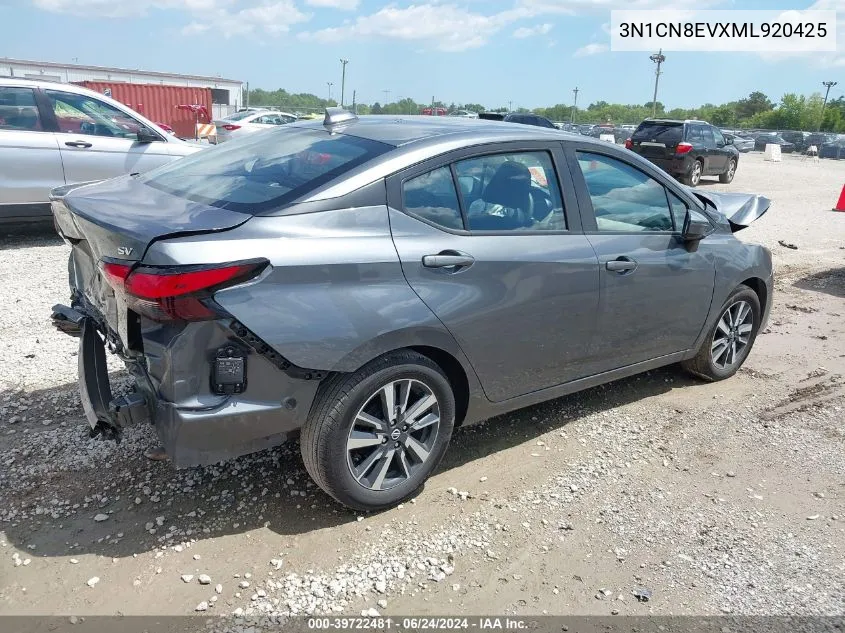 2021 Nissan Versa Sv Xtronic Cvt VIN: 3N1CN8EVXML920425 Lot: 39722481