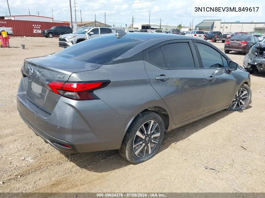 2021 Nissan Versa Sv Xtronic Cvt VIN: 3N1CN8EV3ML849617 Lot: 39824376