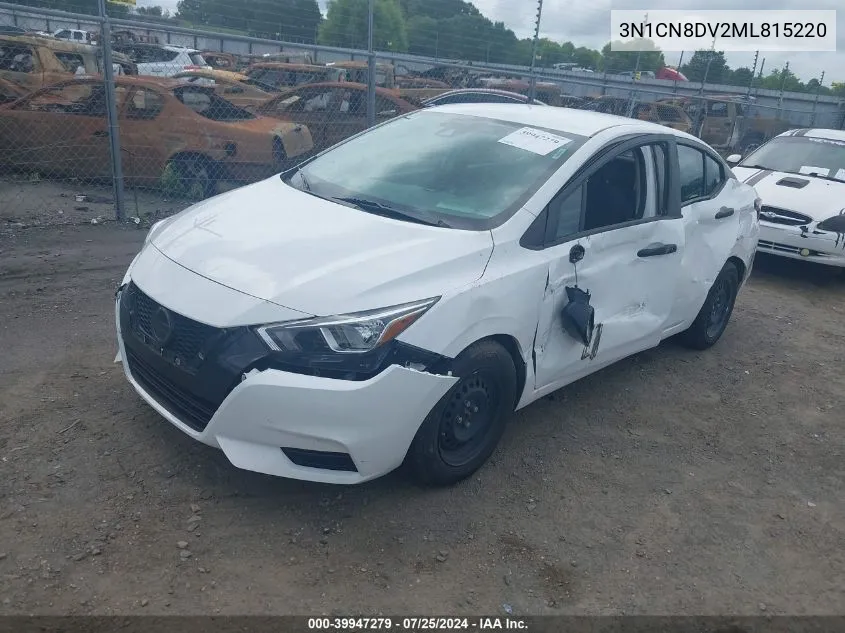 2021 Nissan Versa S Xtronic Cvt VIN: 3N1CN8DV2ML815220 Lot: 39947279