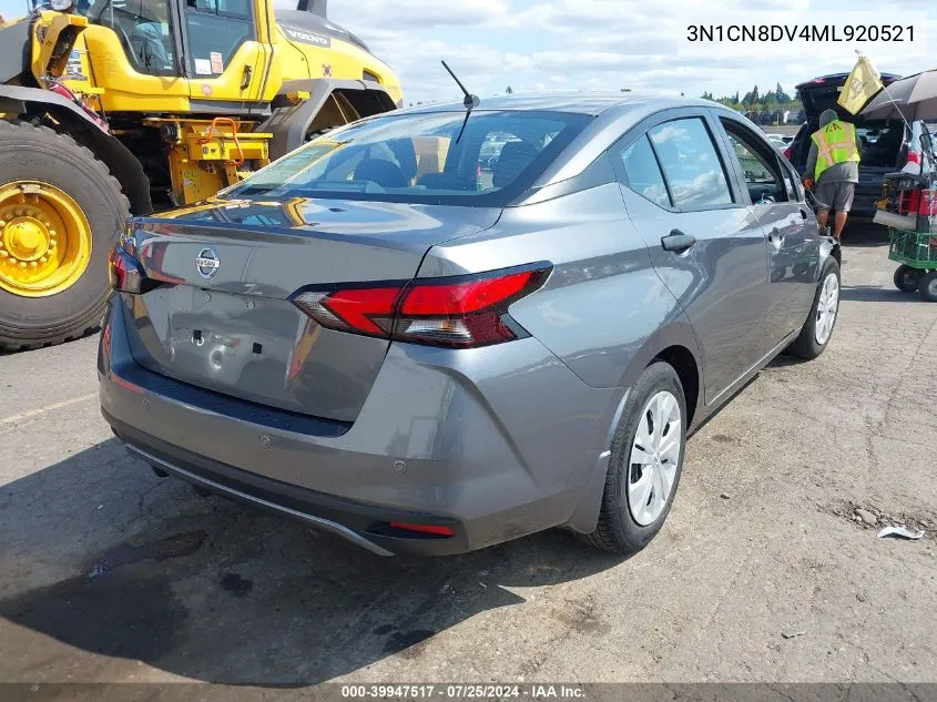 2021 Nissan Versa S Xtronic Cvt VIN: 3N1CN8DV4ML920521 Lot: 39947517