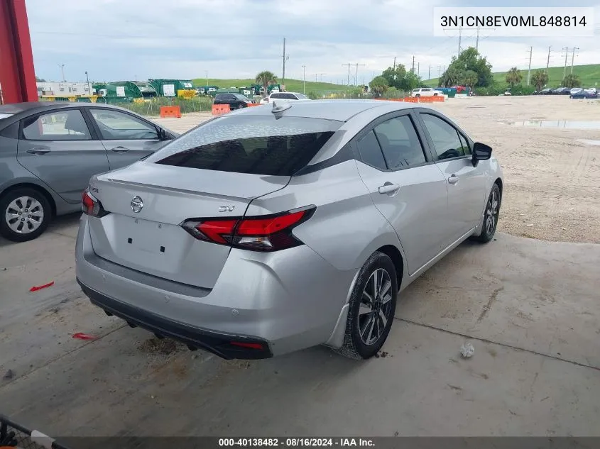 2021 Nissan Versa Sv Xtronic Cvt VIN: 3N1CN8EV0ML848814 Lot: 40138482