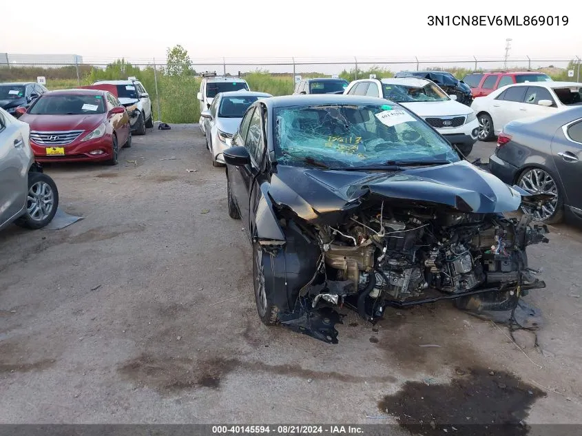 2021 Nissan Versa Sv Xtronic Cvt VIN: 3N1CN8EV6ML869019 Lot: 40145594